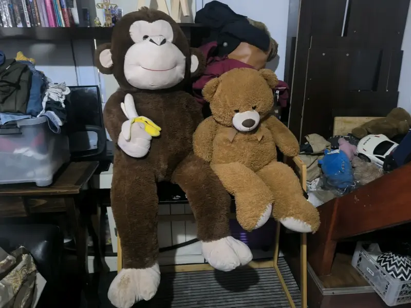 Peluches grandes de mono y oso
