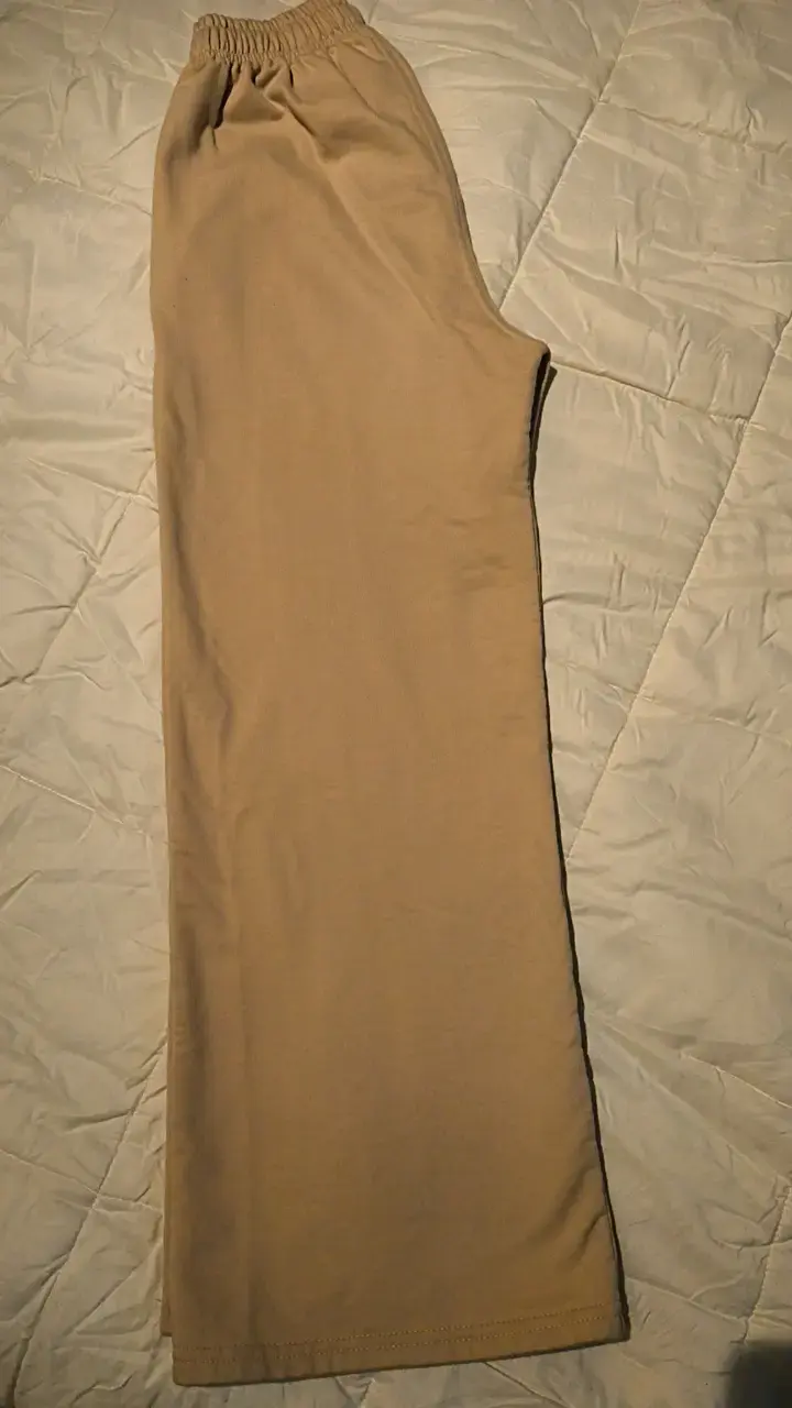 Pantalones buzo beige pata ancha - 4