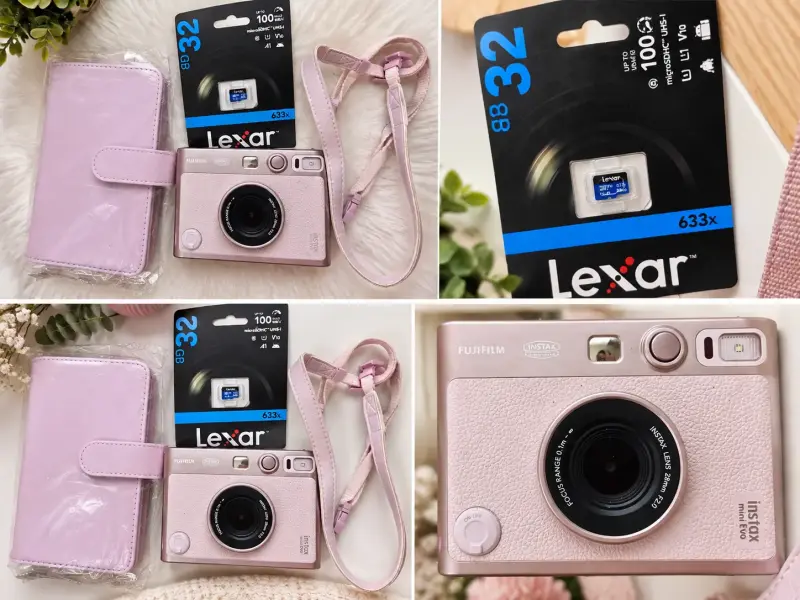 Cámara Fujifilm Instax Mini Evo Rosa con Tarjeta SD
