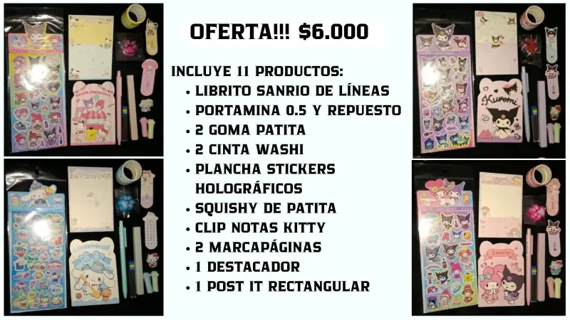 Set de Papelería Sanrio con Stickers y Accesorios - 1