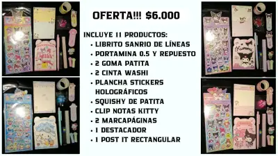 Set de Papelería Sanrio con Stickers y Accesorios - miniatura 1