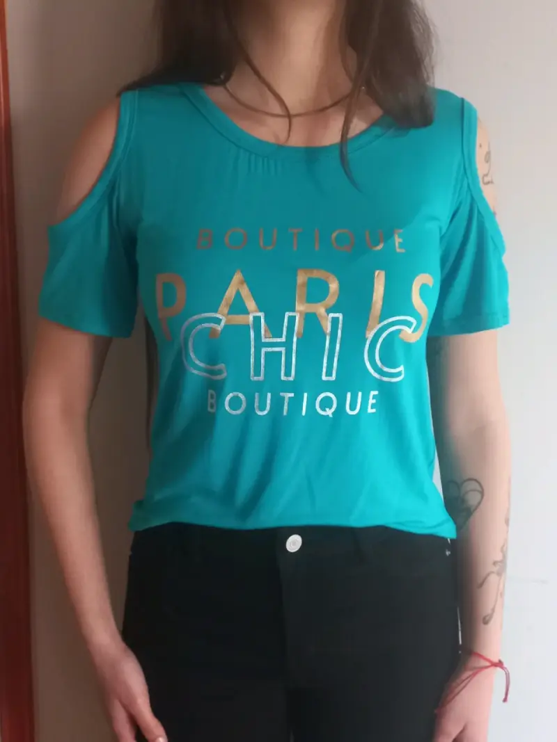 Polera Turquesa Paris Chic