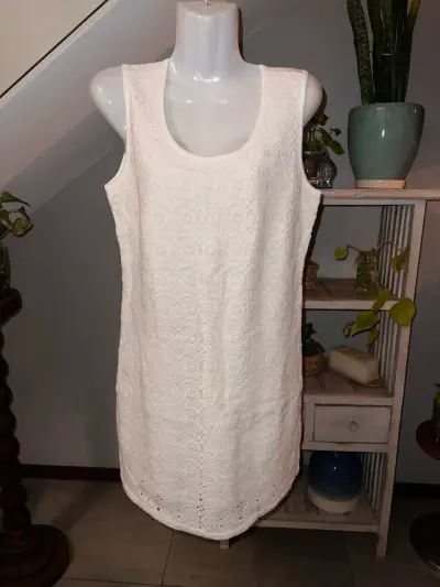 Vestido de encaje blanco Perry Ellis - miniatura 1