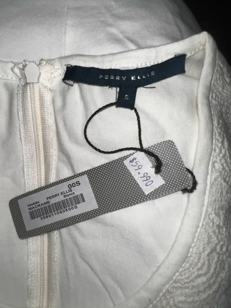 Vestido de encaje blanco Perry Ellis - 4