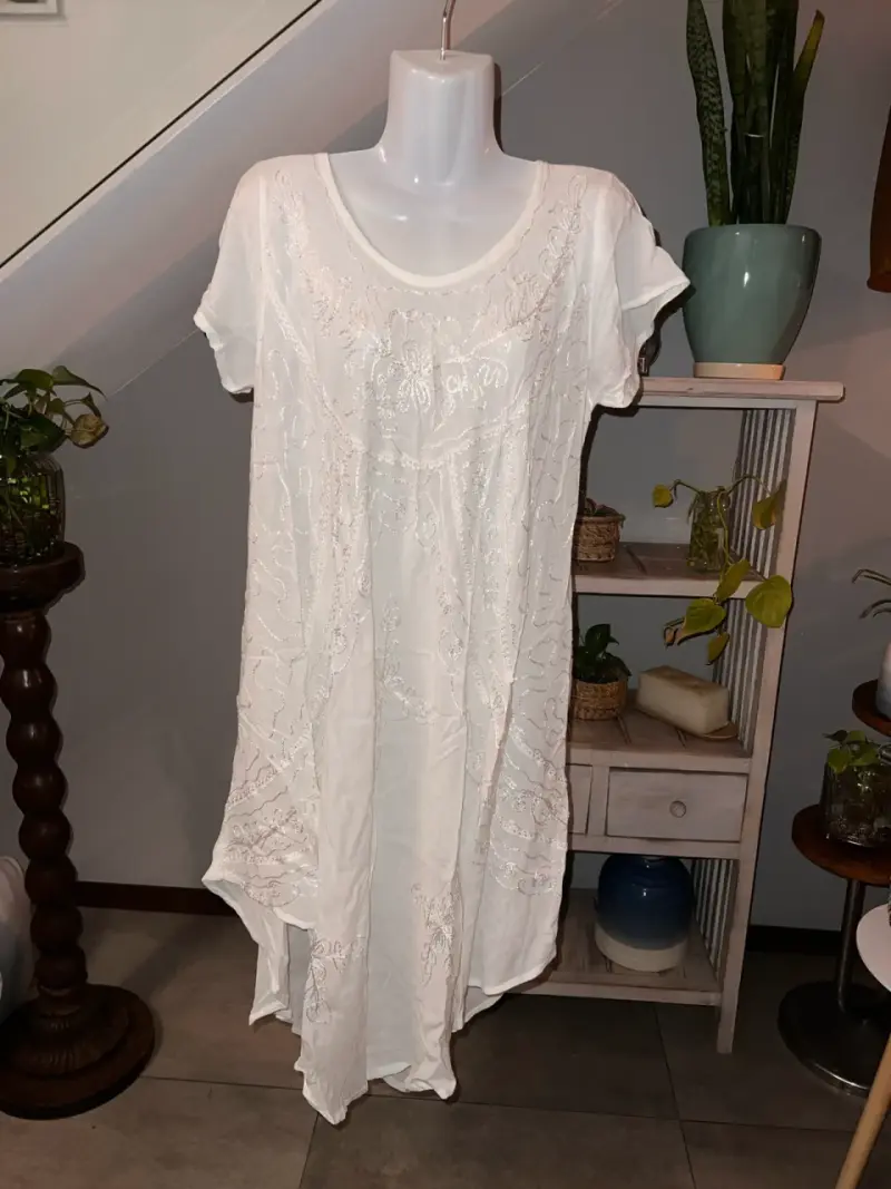 Vestido blanco bordado Mahikaa talla única - 1