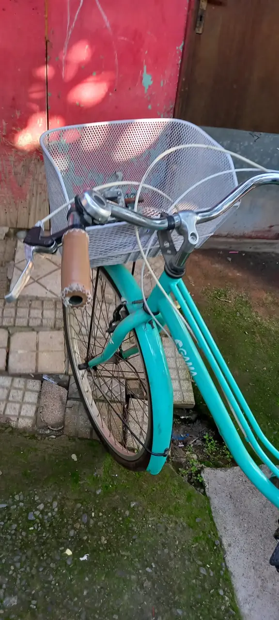 Bicicleta urbana turquesa con canasto - 1