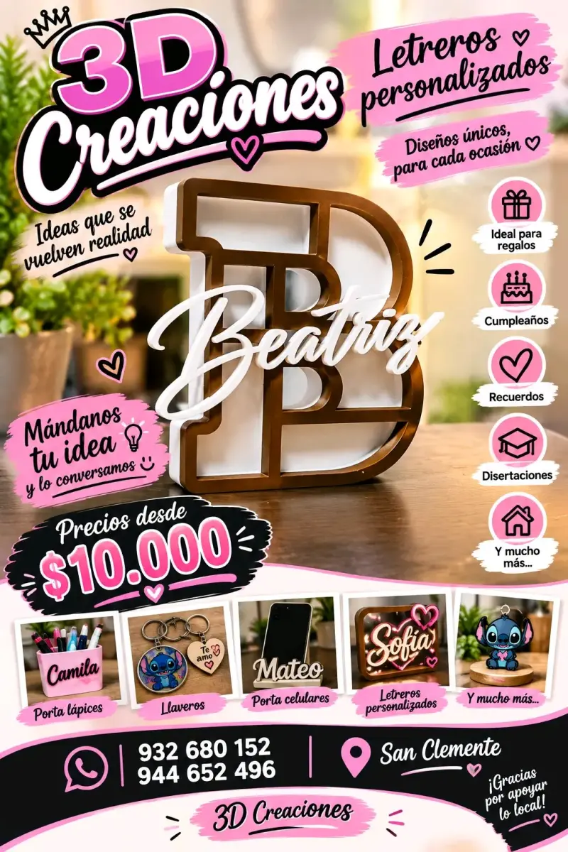 Letreros y llaveros personalizados 3D Creaciones - 1