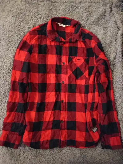 Camisa de franela a cuadros roja y negra H&M - miniatura 1