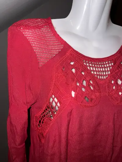 Vestido rojo con encaje y mangas largas Umbrale - miniatura 3