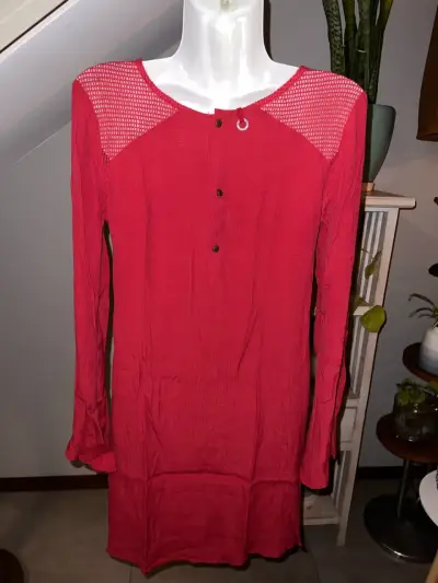 Vestido rojo con encaje y mangas largas Umbrale - miniatura 4