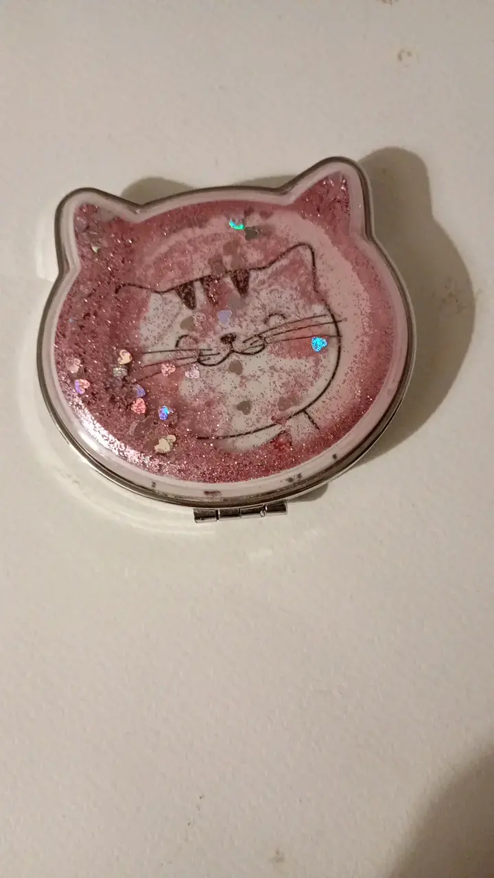 Espejo compacto con diseño de gato y brillo - 1