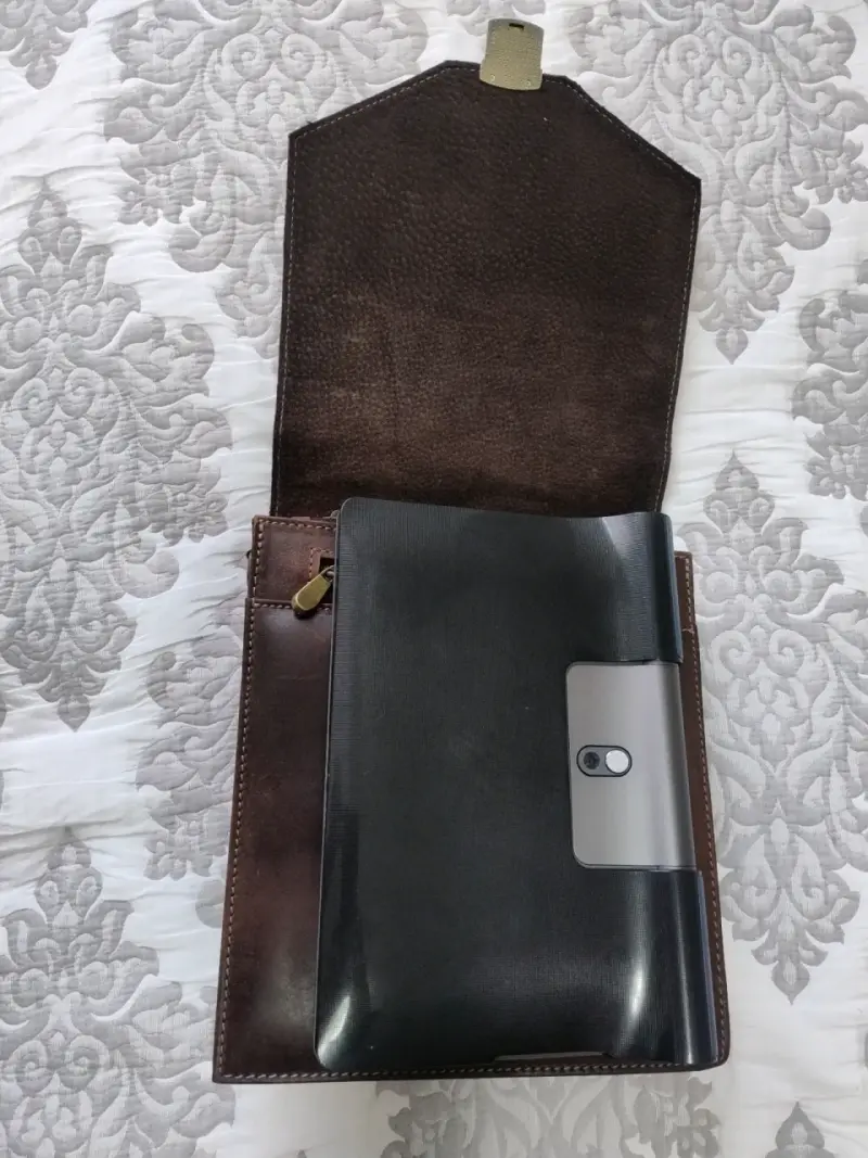 Maletín de cuero marrón con correa ajustable - 6