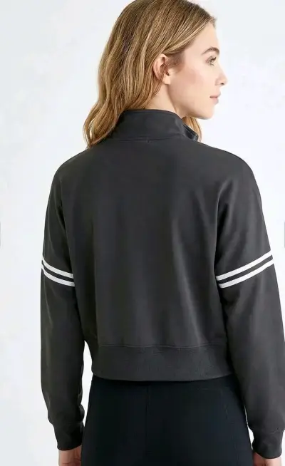 Chaqueta deportiva negra con cierre y rayas - miniatura 5