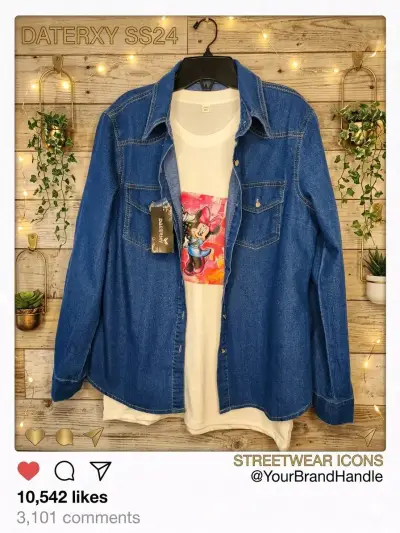 Camisa de mezclilla azul para mujer - miniatura 2