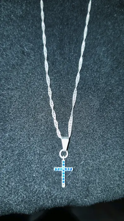 Cadena de plata 925 con colgante de cruz - miniatura 1