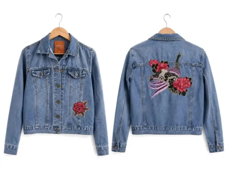 Chaqueta de mezclilla con bordado floral - 1