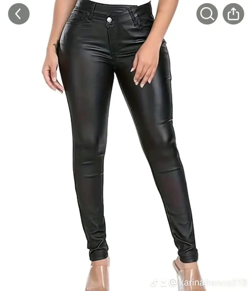 Pantalones ajustados de cuero sintético para mujer - 4