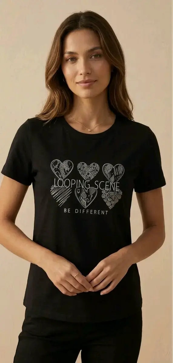 Polera Looping Scene con Diseño de Corazones - 3