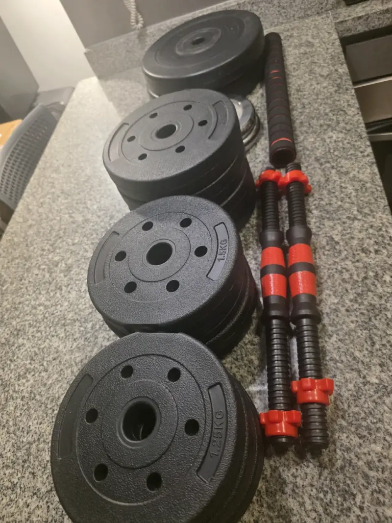 Set de pesas ajustables con discos de 1.25kg a 5kg - 1