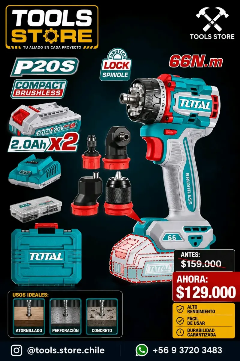 Taladro Atornillador Inalámbrico Total 20V