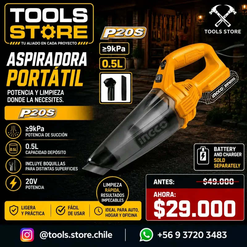 Aspiradora portátil Ingco P20S 0.5L 9kPa