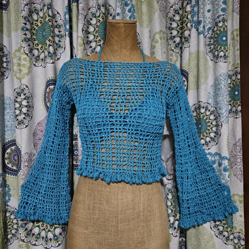 Conjunto de crochet celeste turquesa - 1