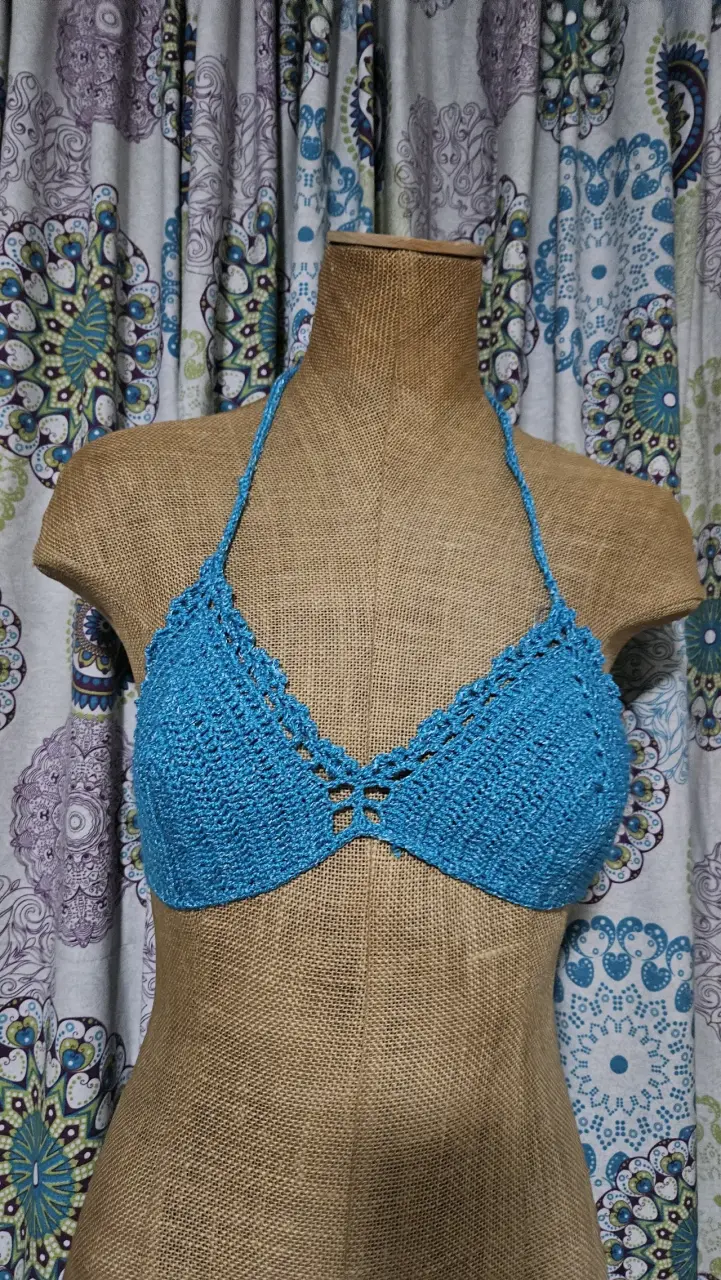 Conjunto de crochet celeste turquesa - 2
