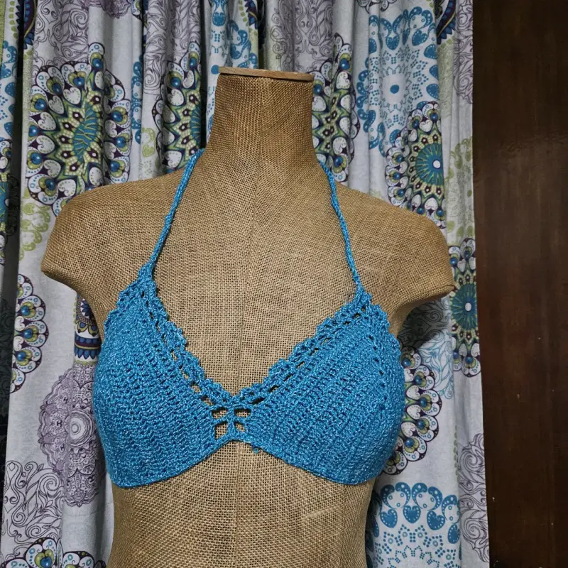 Conjunto de crochet celeste turquesa - 4