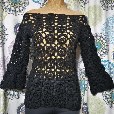 Blusa de encaje negra - miniatura 1