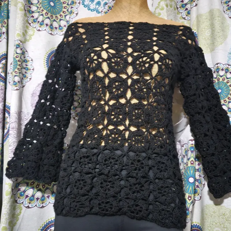 Blusa de encaje negra - 5