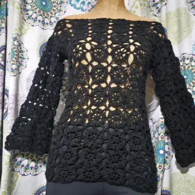 Blusa de encaje negra - miniatura 5