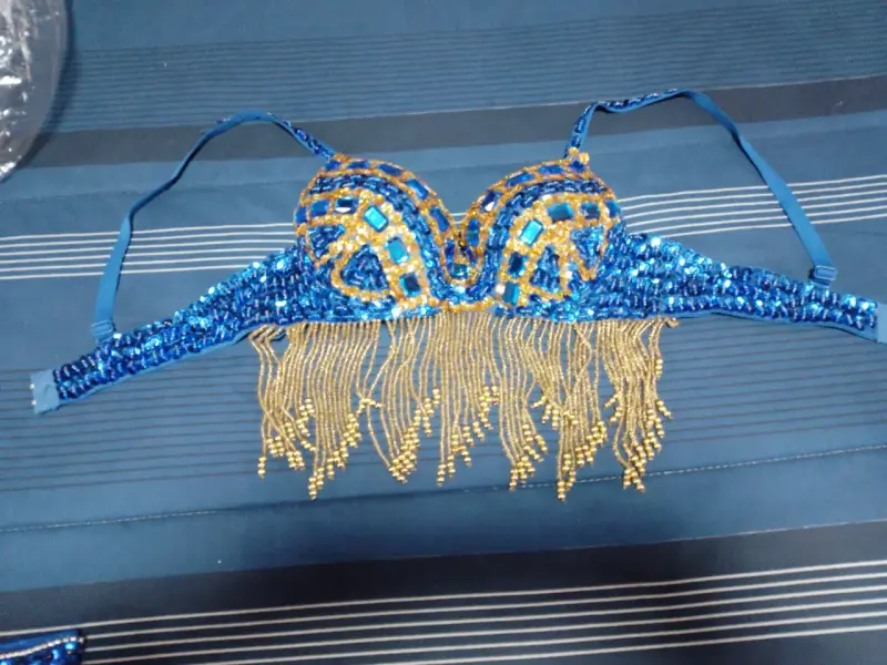 Top de baile con lentejuelas azul y dorado - 2