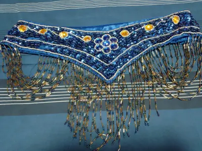 Cinturón de danza del vientre azul con lentejuelas - miniatura 1