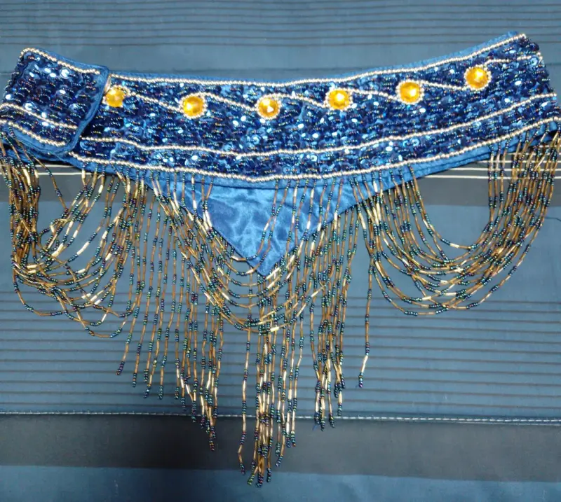 Cinturón de danza del vientre azul con lentejuelas - 2