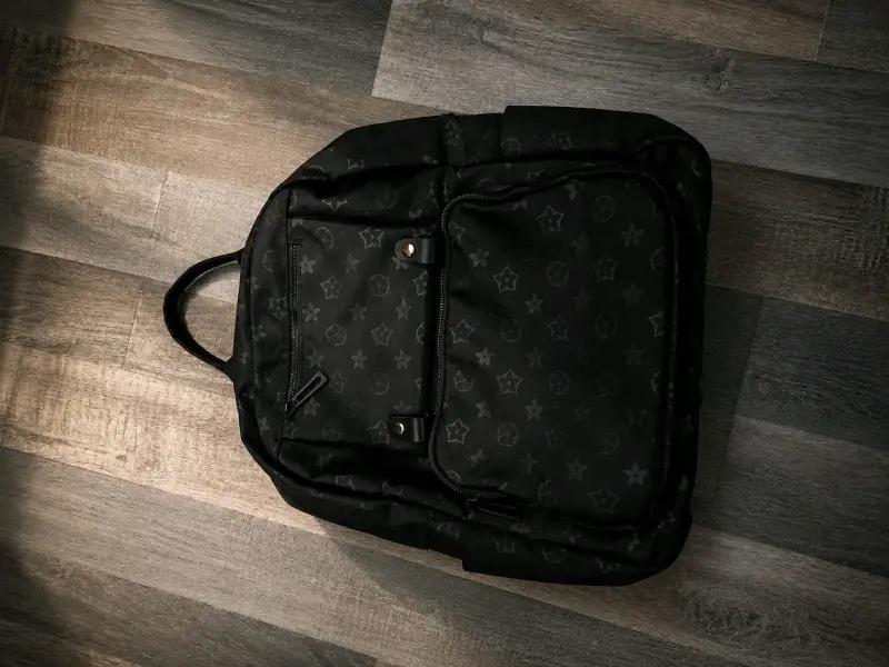 Mochila negra con diseño de estrellas