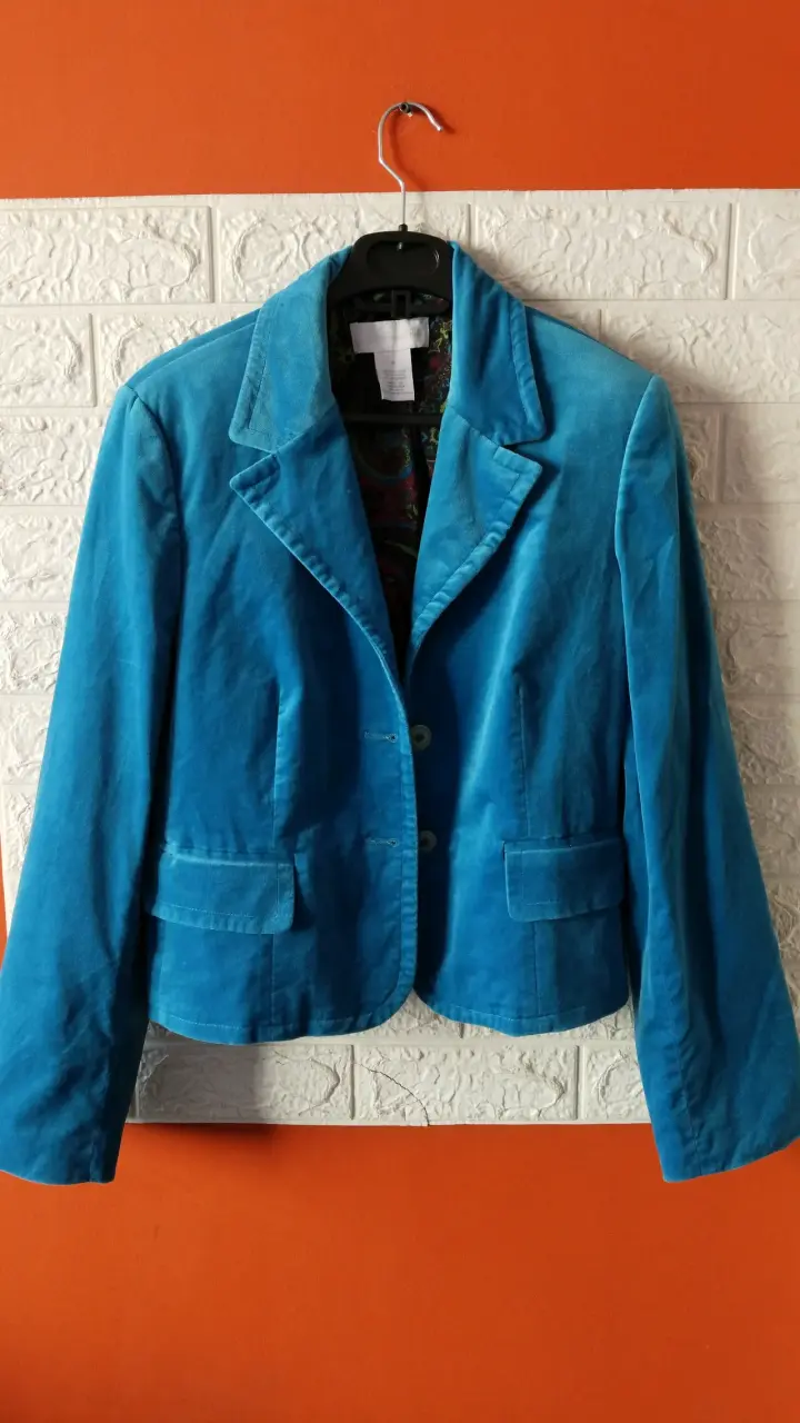 Blazer azul para mujer con forro estampado - 1