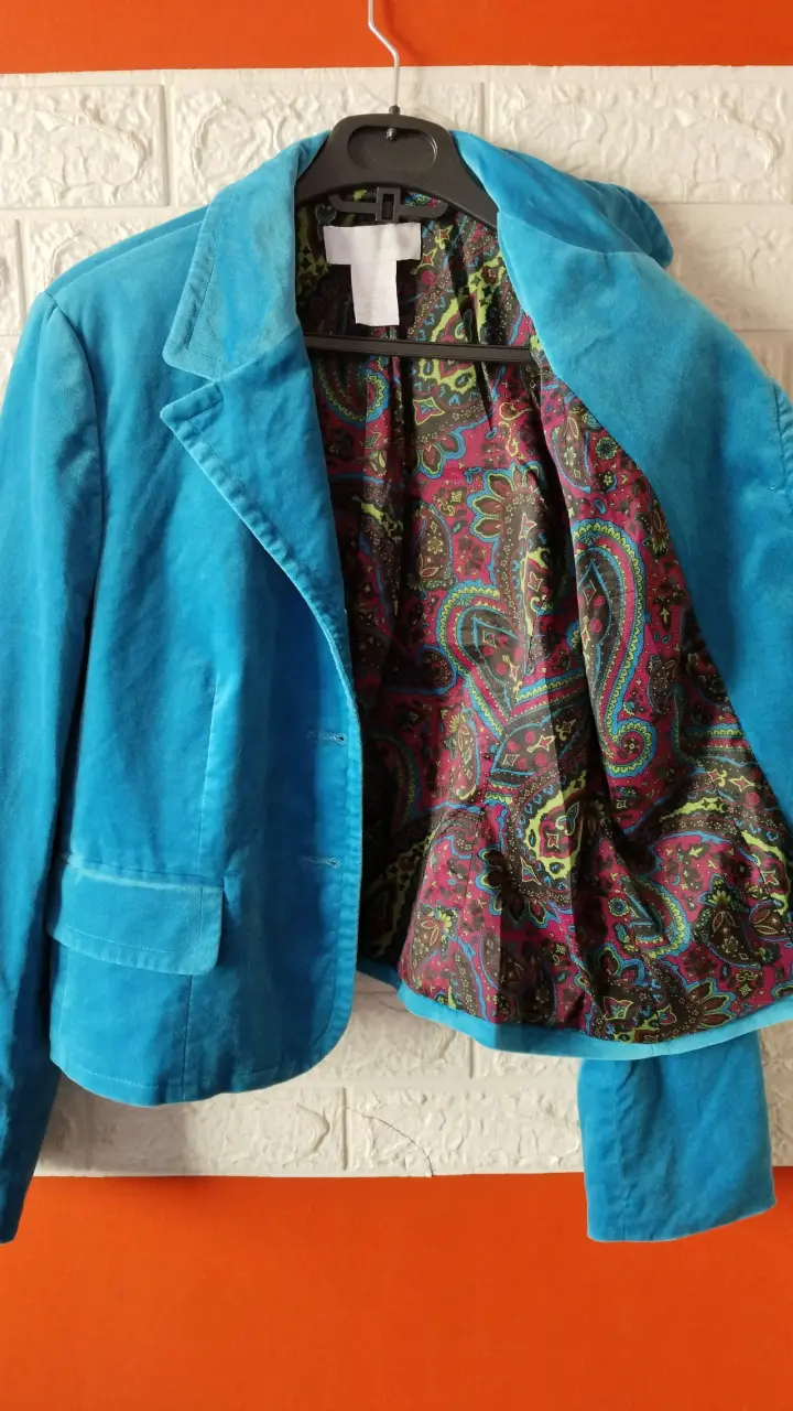 Blazer azul para mujer con forro estampado - 2