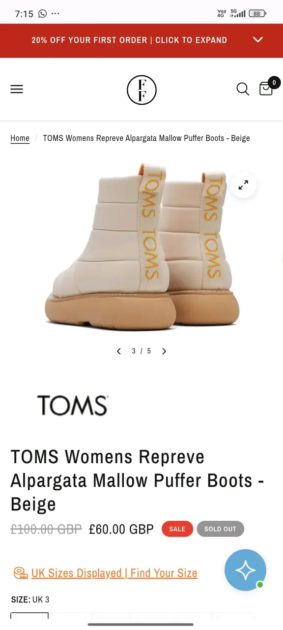 Botas TOMS Repreve Alpargata Mallow Beige para Mujer - 1