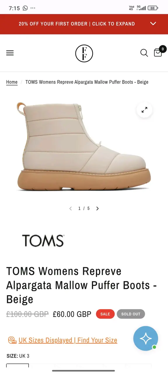 Botas TOMS Repreve Alpargata Mallow Beige para Mujer - 2