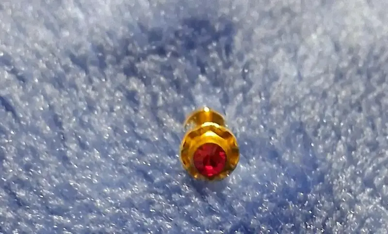 Aros de oro con piedra roja brillante - 2