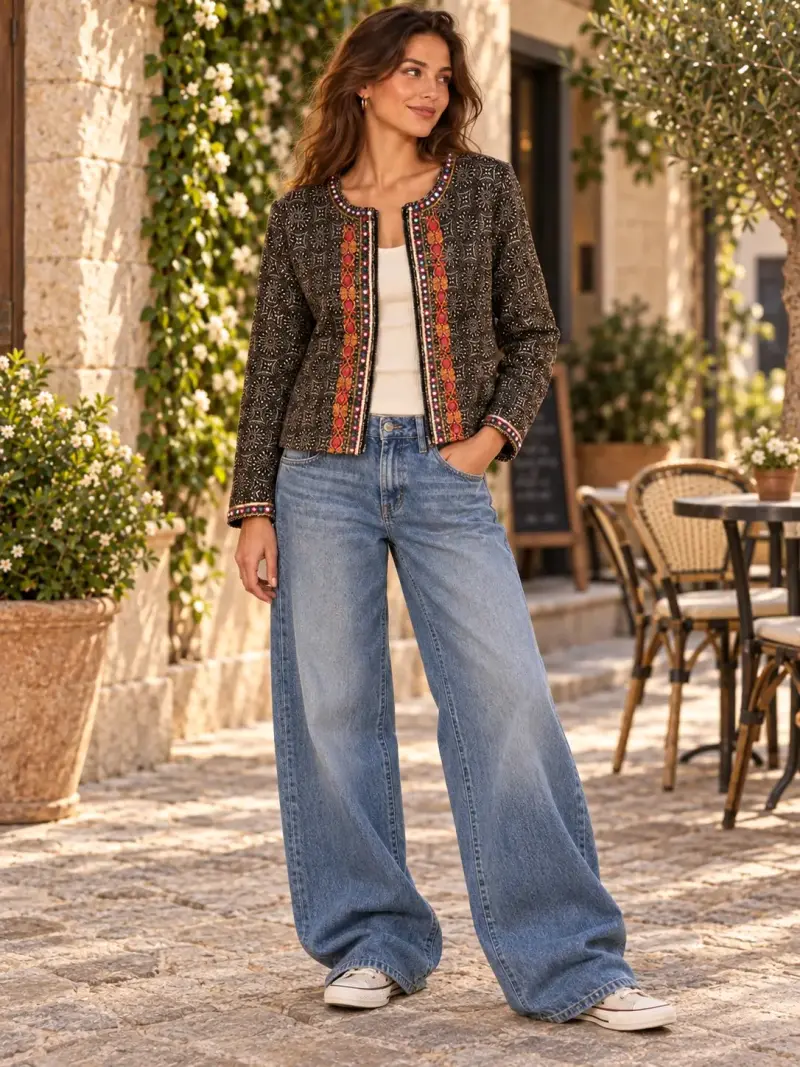 Chaqueta bohemia con bordados y lentejuelas - 1