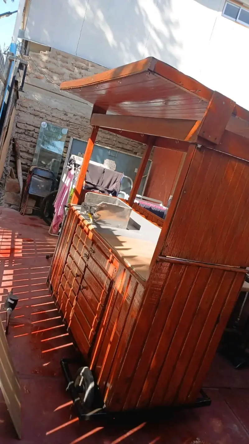Carro de Madera para Comida Rápida con Techo - 1