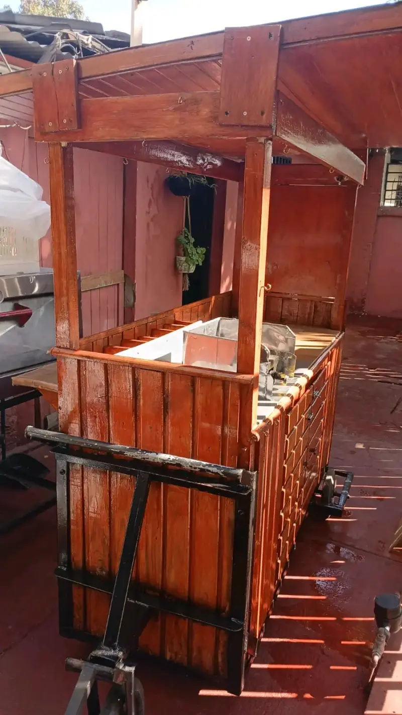 Carro de Madera para Comida Rápida con Techo - 3