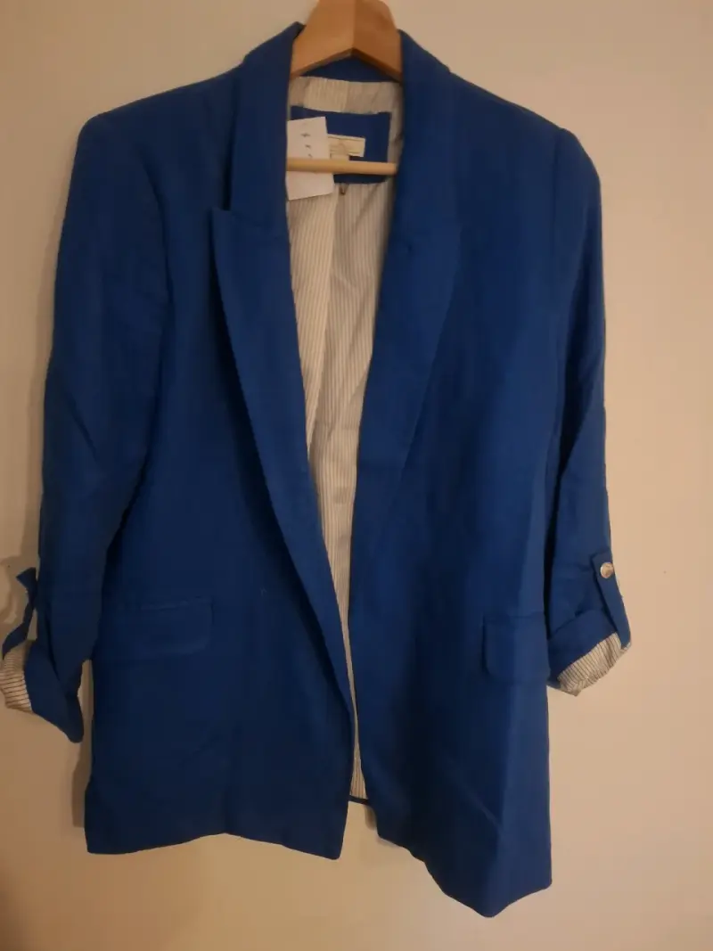 Blazer azul para mujer con forro a rayas - 2