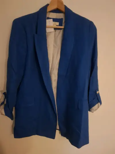 Blazer azul para mujer con forro a rayas - miniatura 2