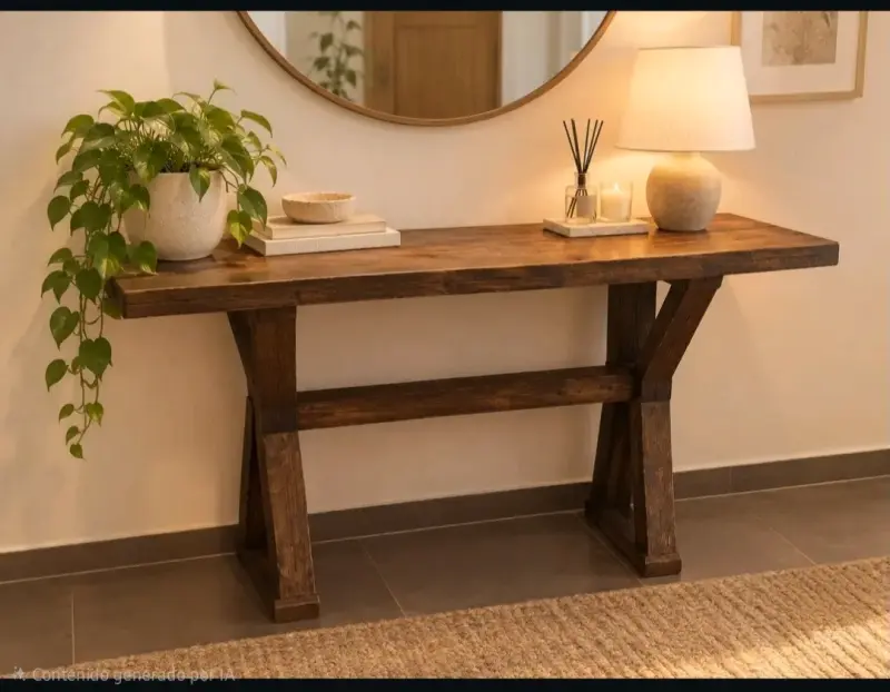 Mesa de Madera Rústica para Entrada - 1