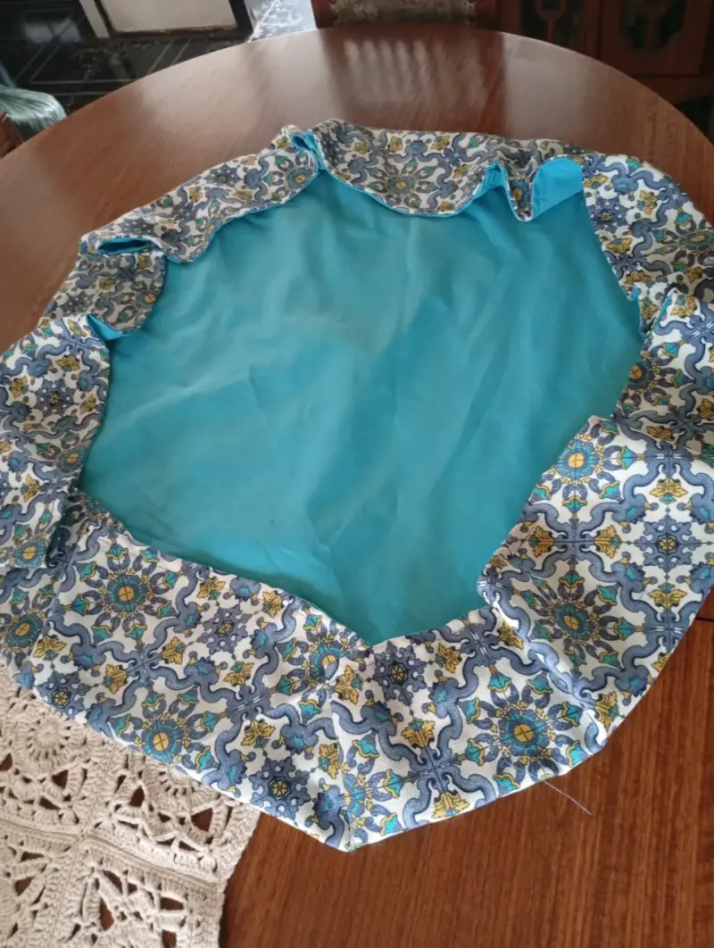 Bolso de tela azul con estampado confección propia - 3