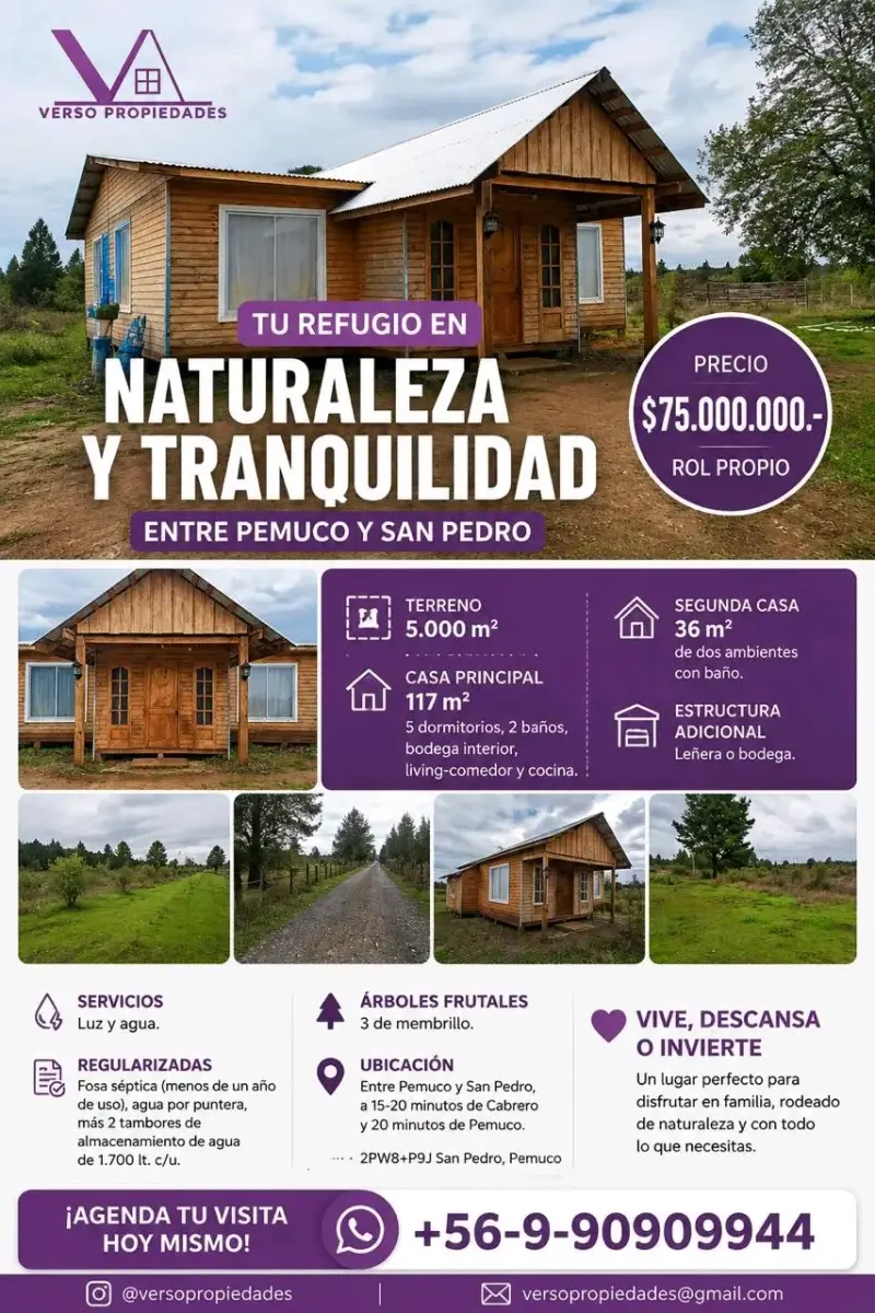 Casa de Campo en Venta entre Pemuco y San Pedro - 1