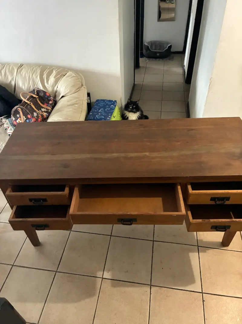 Escritorio de madera con cajones vintage - 2