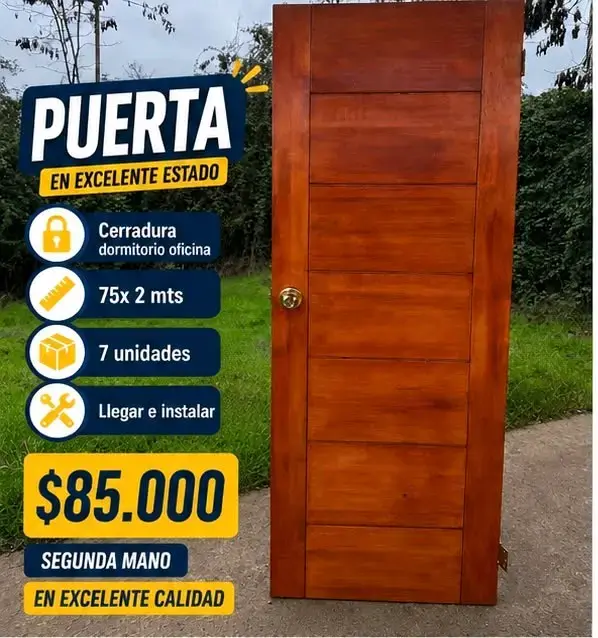 Puerta de madera con cerradura digital en excelente estado - 1